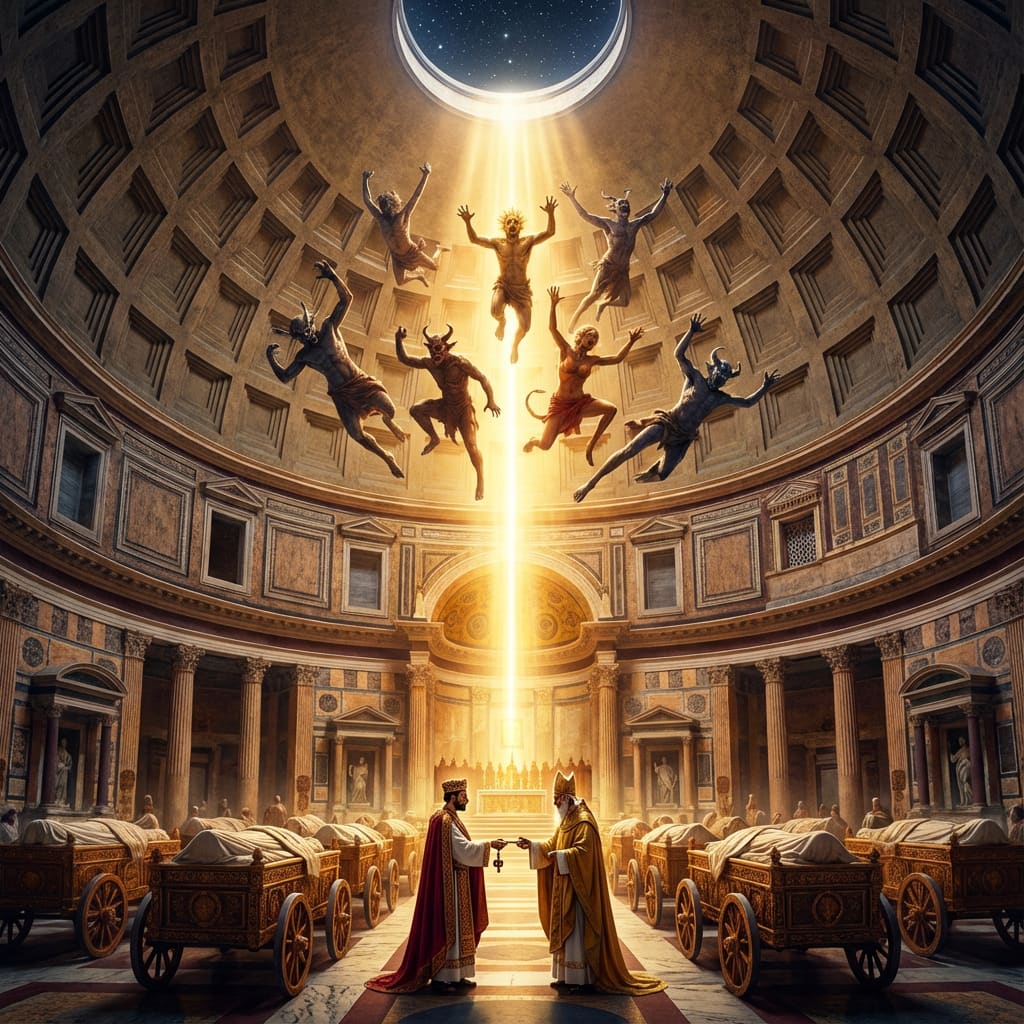fuga dei demoni dal pantheon di roma