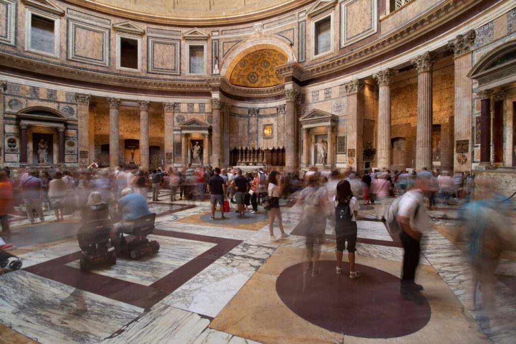 indoor pantheon with visitors