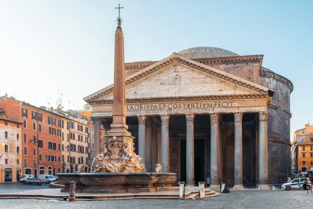 exterior view pantheon and obelisk